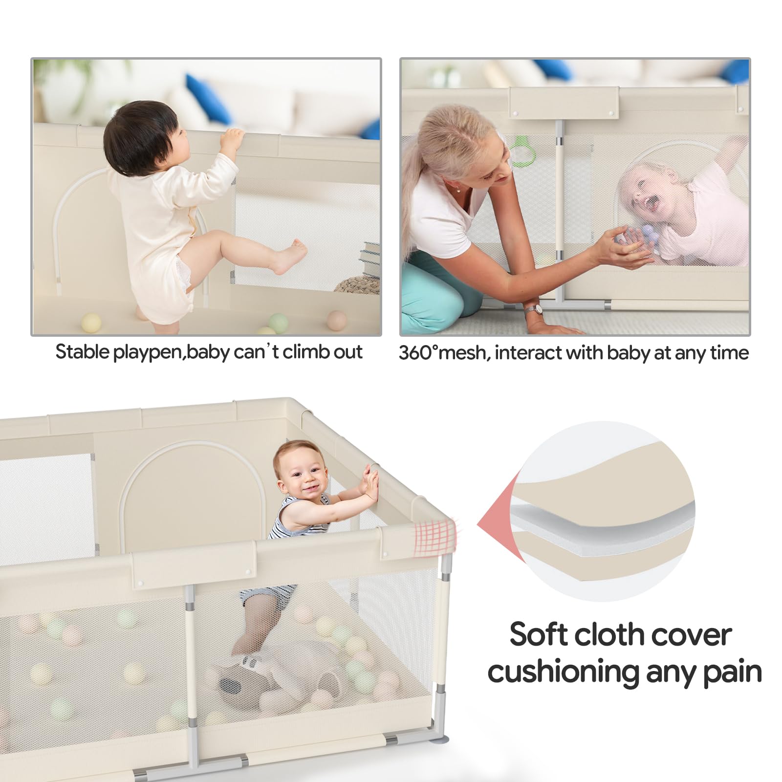 Fodoss Playpen Baby, 47x47inch Play Pen, Small Playard,Playpen for Apartment, Play Yard, Baby Activity Play Fence, Extra Large Playard, Parc Pour bébé 🍁 All In One Marketplace Canada