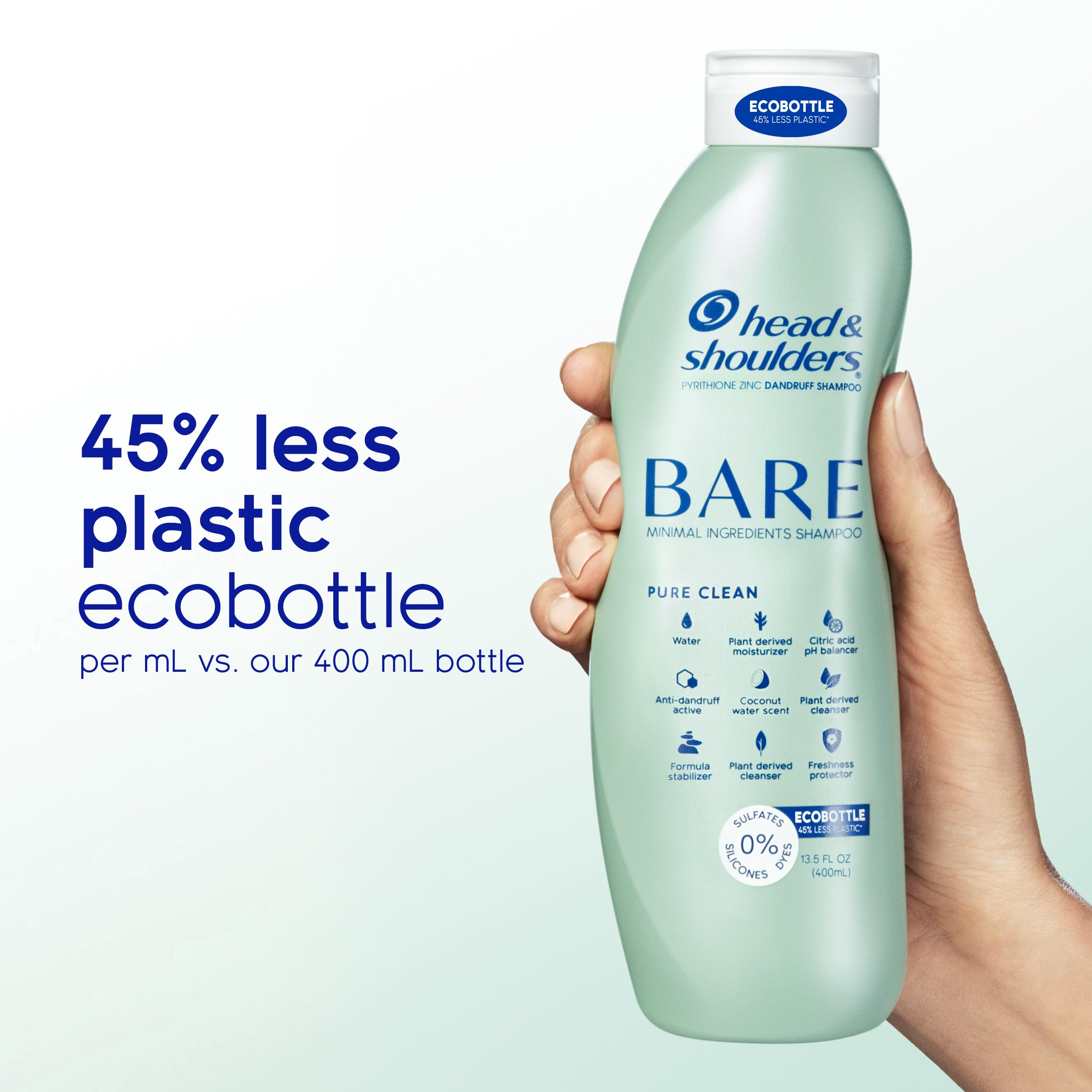 Head & Shoulders Anti-Dandruff Shampoo, Bare Pure Clean, 1% Pyrithione Zinc, Oily Scalp Relief, Free of Sulfates, Silicones, Dyes, Dermatologically Accredited by Skin Health Alliance (2x 400mL) 🍁 All In One Marketplace Canada