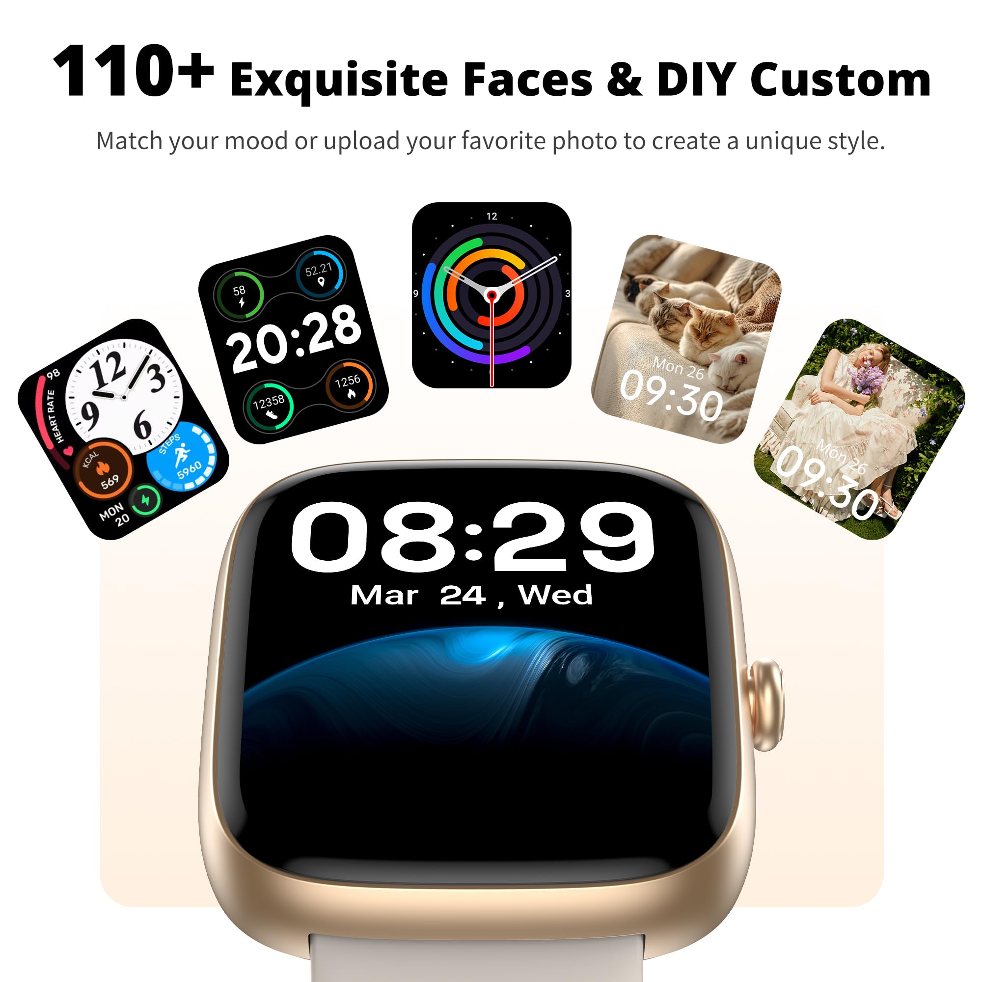 Fixwink Smart Watch for Women Ladies (Answer/Make Call), 1.83