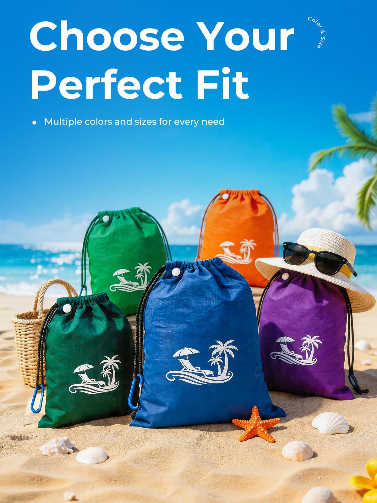 SOLNERY Large Beach Blanket Sand Proof Water Resistant, Beach Mat Sand Free Waterproof, Windproof, Stylish & Skin-Friendly, 8.2 x 6.8 ft, Fits 1–8 People, for Seaside, Picnic & Outdoor(Ocean Blue) 🍁 All In One Marketplace Canada