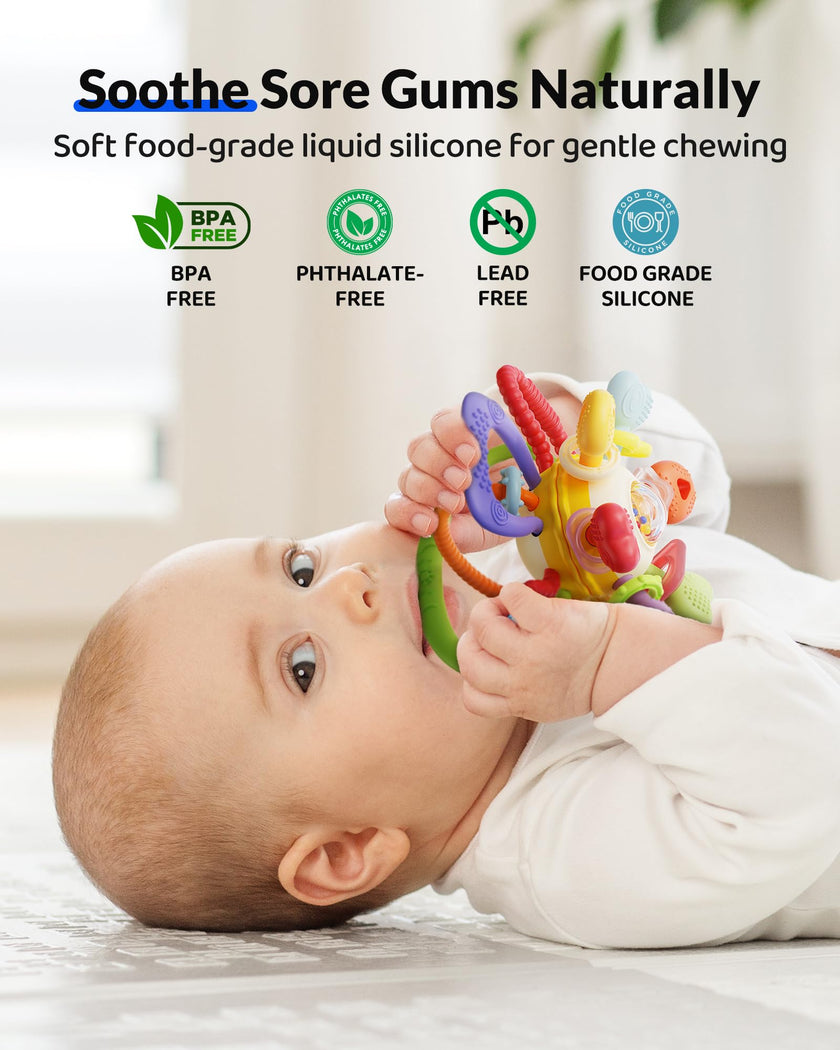 Infinno Baby Teething Toy for 3-12 Months with Pull Ring Spinner 🍁 All In One Marketplace Canada