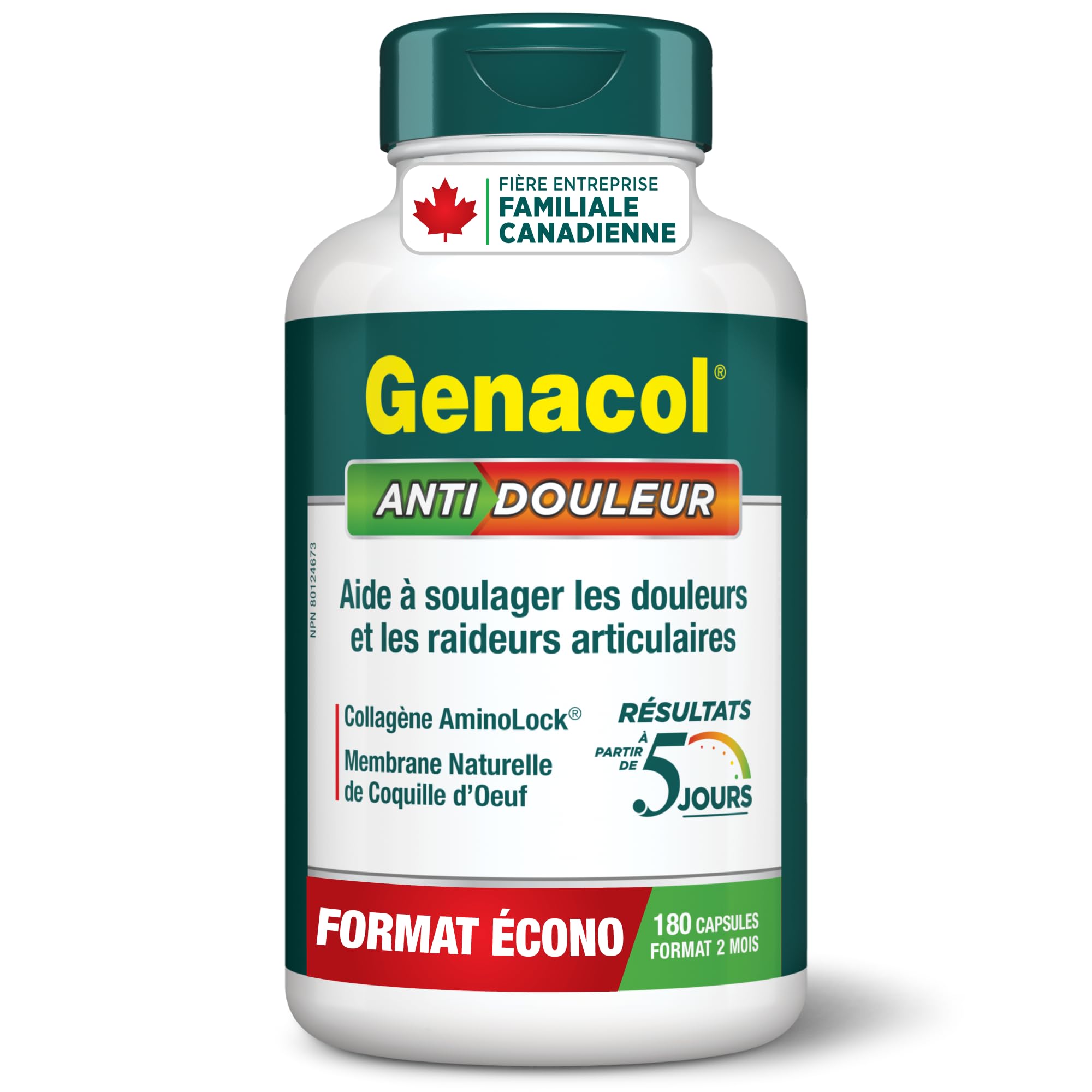 Genacol Pain Relief (60-Day Supply) – Natural Eggshell Membrane and Ultra-Hydrolyzed Collagen Peptides, Joint Pain Relief Supplement, Results in Just 5 Days, Value Pack, 180 Capsules 🍁 All In One Marketplace Canada
