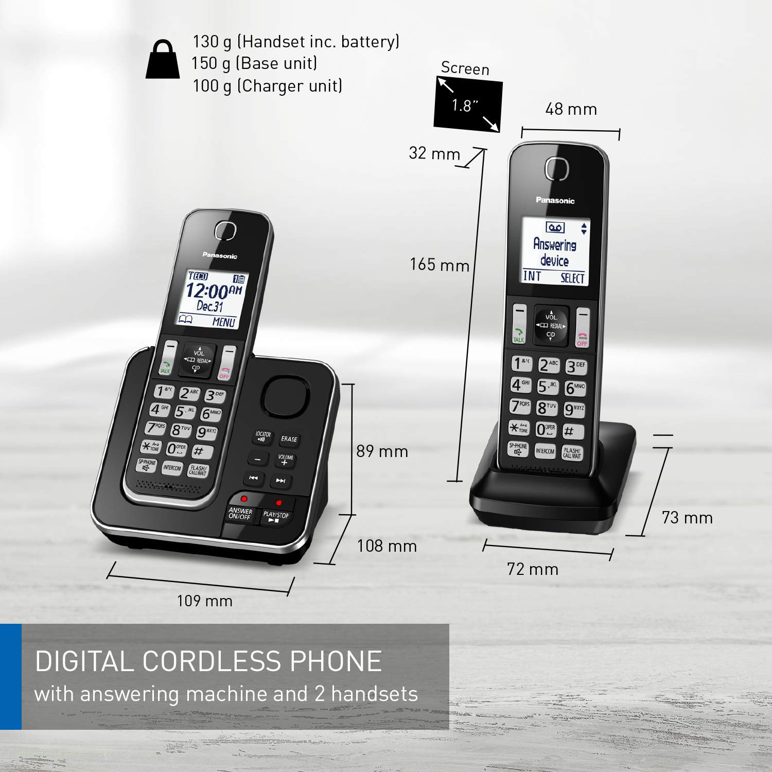 Panasonic DECT 6.0 Expandable Cordless Phone with Answering Machine and Call Block - 2 Cordless Handsets - KX-TGD392CB (Black) 🍁 All In One Marketplace Canada