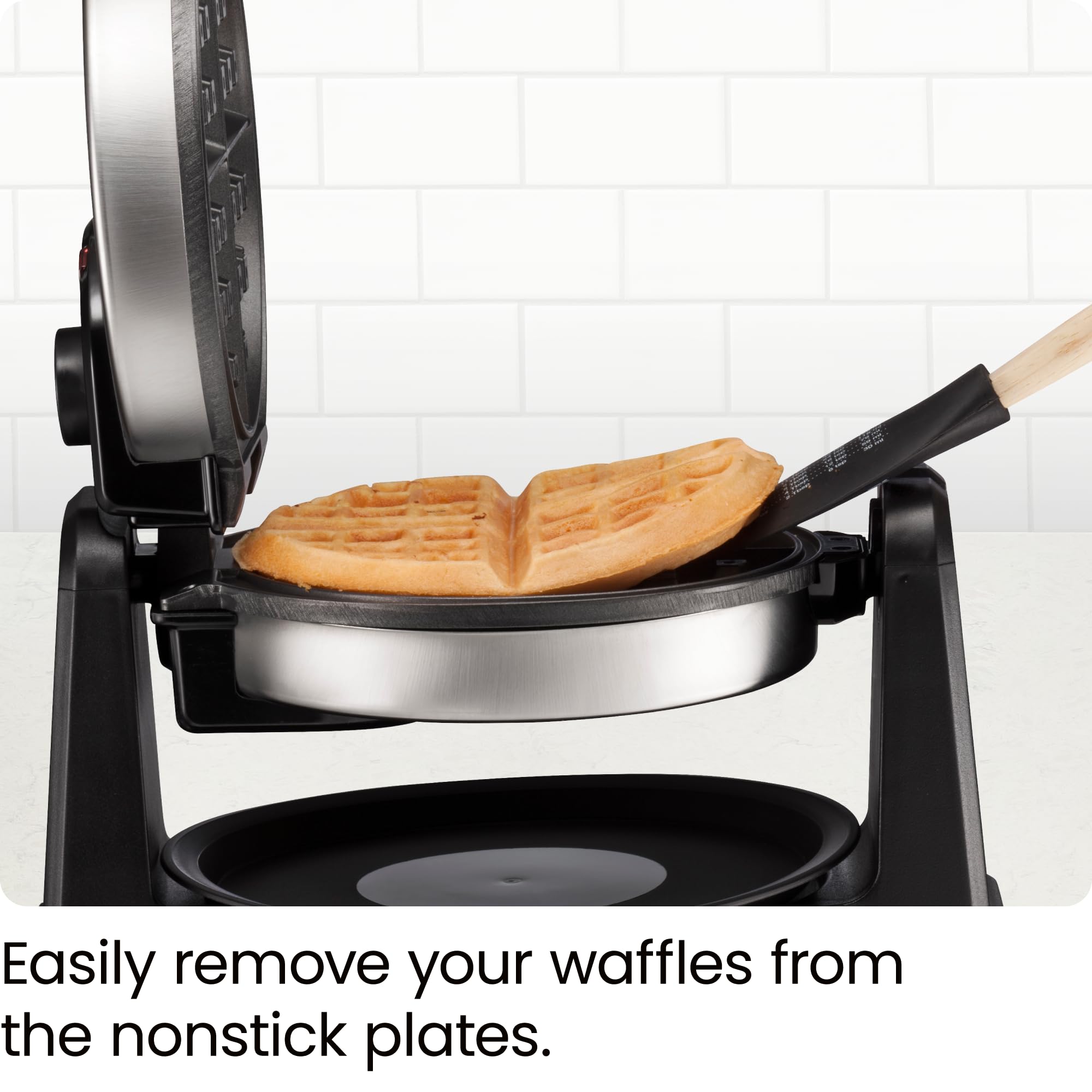 Chefman Rotating Belgian Waffle Maker, 180° Flip Iron w/ Non-Stick Plates, Adjustable Timer, Locking Lid, & Drip Plate, Space Saving Storage, Mess-Free Breakfast, Stainless Steel/Black 🍁 All In One Marketplace Canada