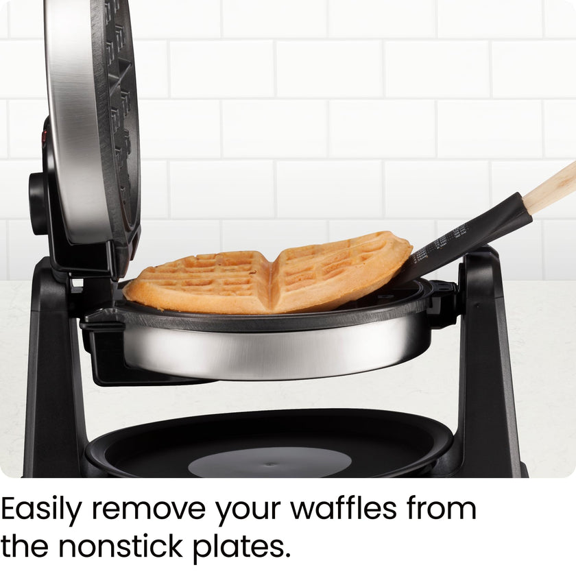 Chefman Rotating Belgian Waffle Maker, 180° Flip Iron w/ Non-Stick Plates, Adjustable Timer, Locking Lid, & Drip Plate, Space Saving Storage, Mess-Free Breakfast, Stainless Steel/Black 🍁 All In One Marketplace Canada