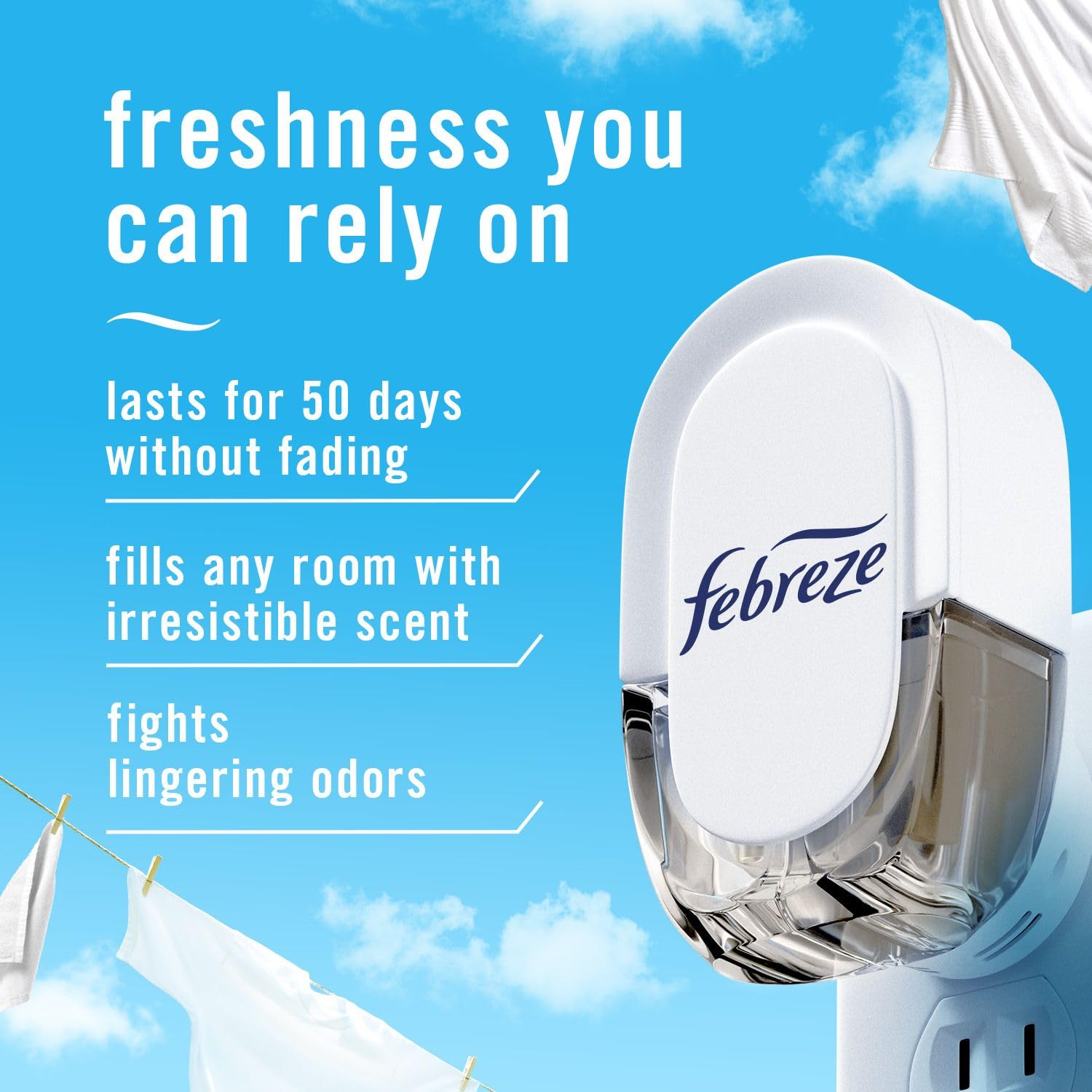 Febreze Plug In Air Freshener, Odor-Fighting Scented Oil Refill, Air Fresheners for Home and Bathroom and Kitchen, Long Lasting for Strong Odors, Linen & Sky Scent, 4 Count 🍁 All In One Marketplace Canada