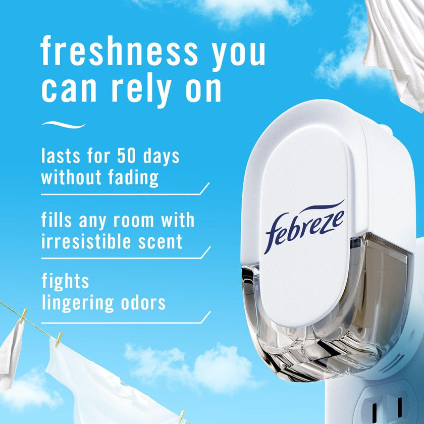 Febreze Plug In Air Freshener, Odor-Fighting Scented Oil Refill, Air Fresheners for Home and Bathroom and Kitchen, Long Lasting for Strong Odors, Linen & Sky Scent, 4 Count 🍁 All In One Marketplace Canada