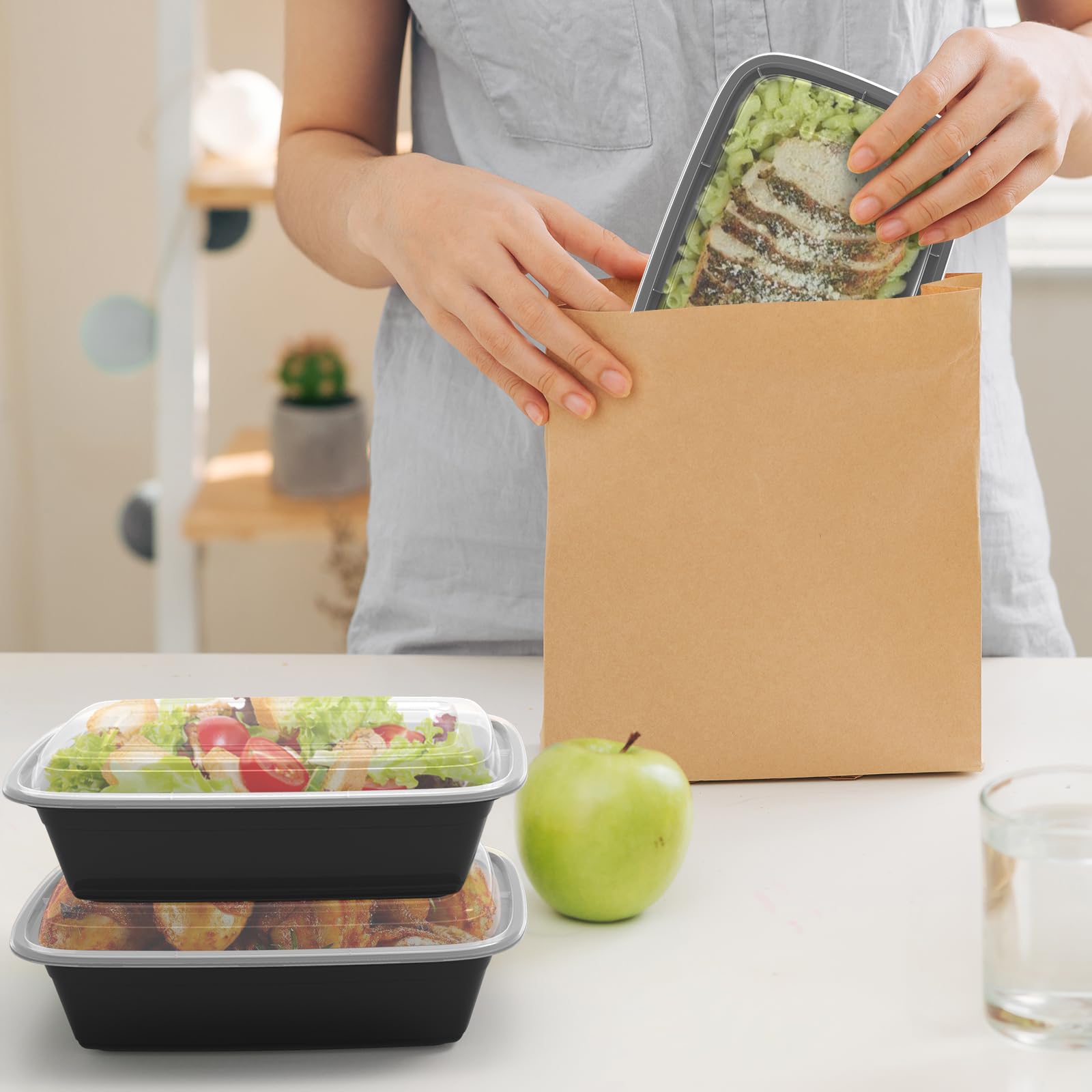 Meal Prep Containers Reusable 38oz - Food Containers with Lids 50 Pack, Disposable to Go Containers, Leakproof Food Prep Containers, Stackable, Takeout, BPA-Free, Microwave/Freezer Safe 🍁 All In One Marketplace Canada