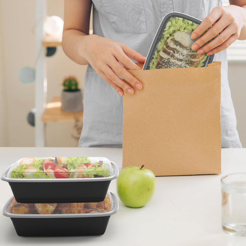 Meal Prep Containers Reusable 38oz - Food Containers with Lids 50 Pack, Disposable to Go Containers, Leakproof Food Prep Containers, Stackable, Takeout, BPA-Free, Microwave/Freezer Safe 🍁 All In One Marketplace Canada