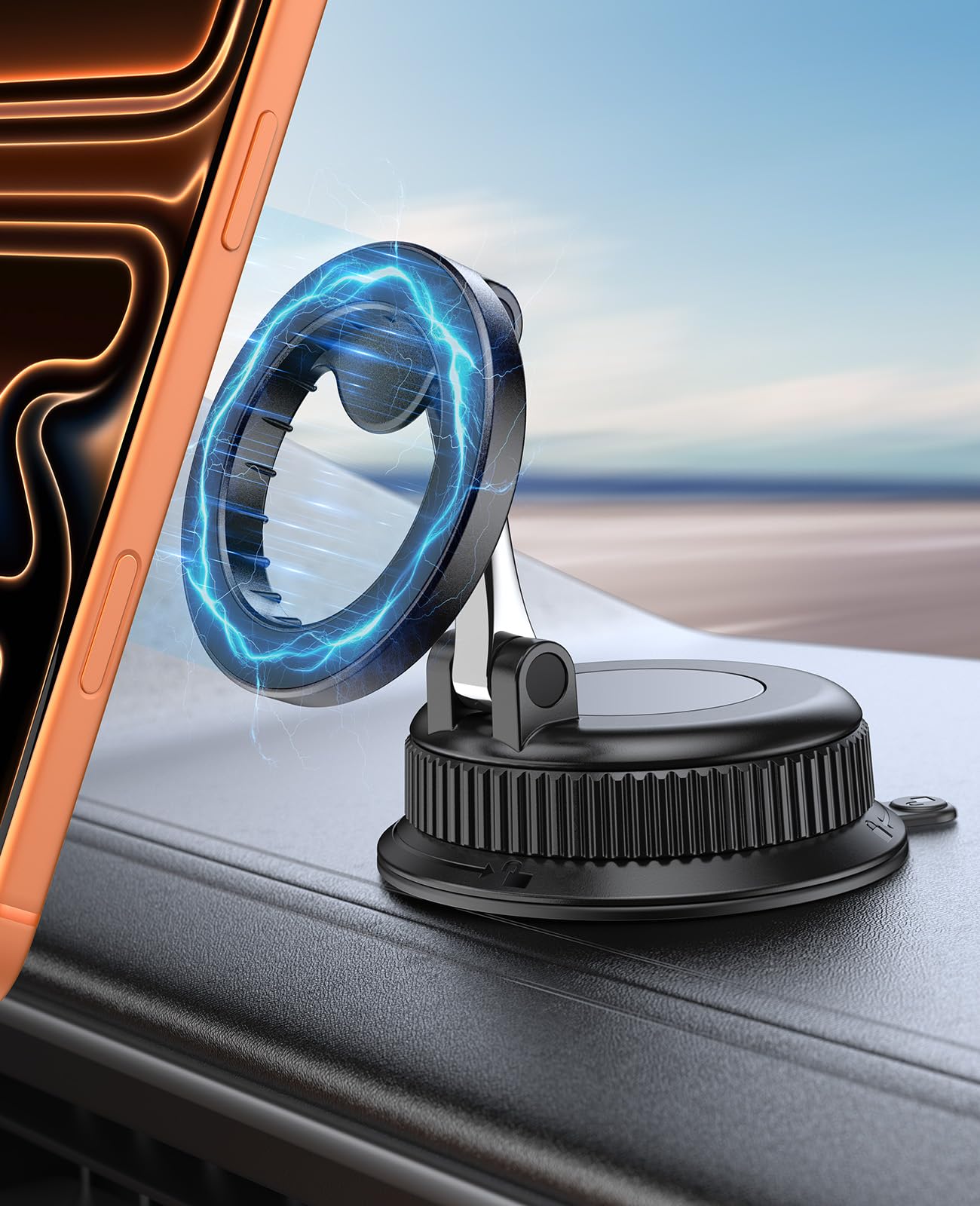 BOSILLEY Magnetic Car Phone Mount for MagSafe, Strong Suction Cup Phone Holder for Car Dashboard & Windshield, 360° Rotatable & Foldable, Adjustable Cell Phone Holder for Car, Fits iPhone 12–17 Series 🍁 All In One Marketplace Canada