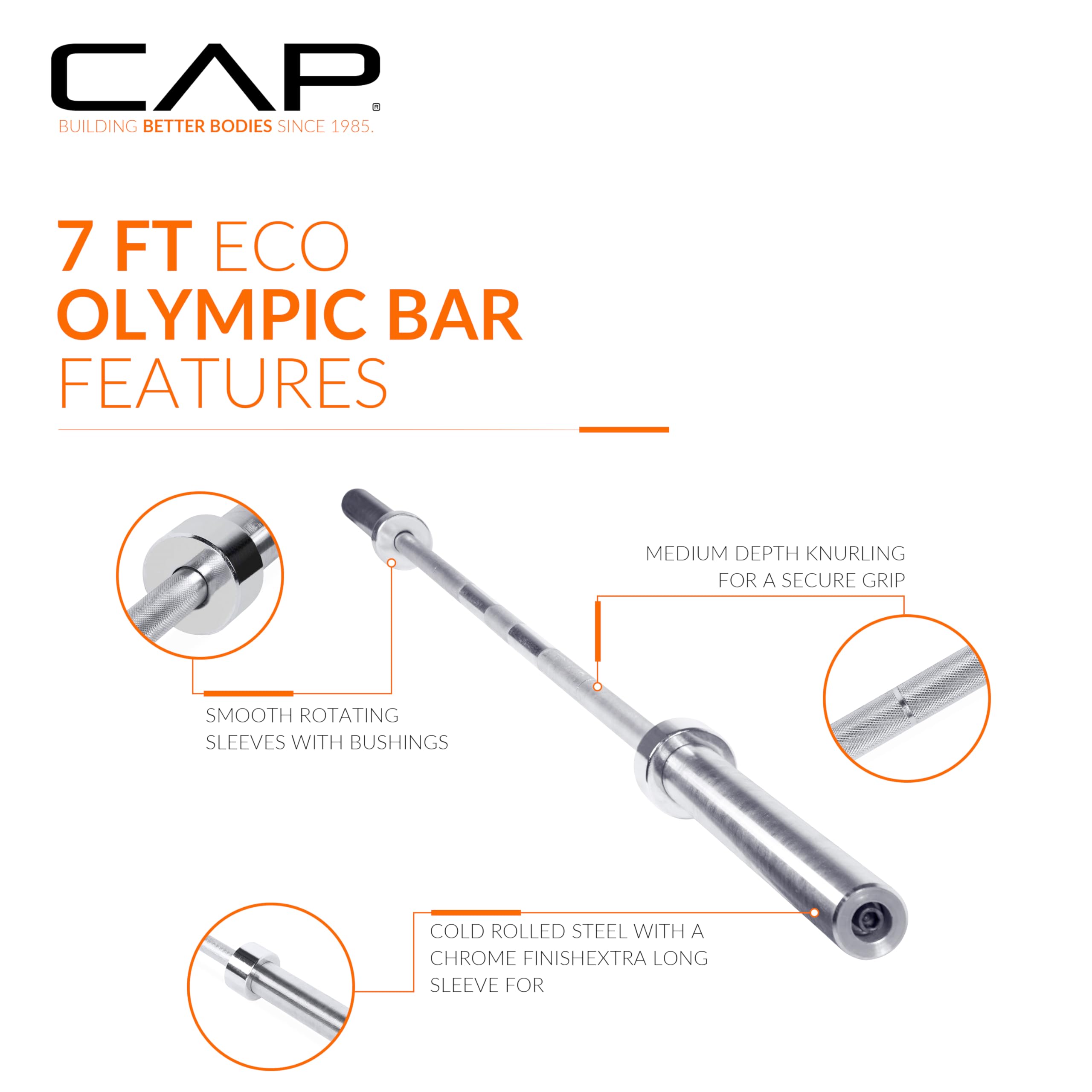 CAP Barbell Classic 7-Foot Olympic Bar, Chrome 🍁 All In One Marketplace Canada