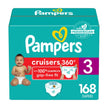 Pampers Diapers - Cruisers 360 degrees - Size 3, 168 Count, up to 100% Leakproof Fit, Designed for Active Babies, Pull On Diaper, EZ Off Tabs Designed for Easy Changes 🍁 All In One Marketplace Canada