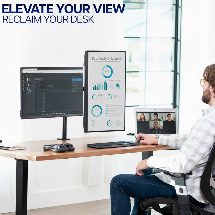 VIVO Dual Monitor Desk Mount, Holds 2 Computer Screens up to 30 inches and 22lbs Each, Heavy Duty Fully Adjustable Steel Stand with C-Clamp and Grommet, Black, STAND-V002 🍁 All In One Marketplace Canada