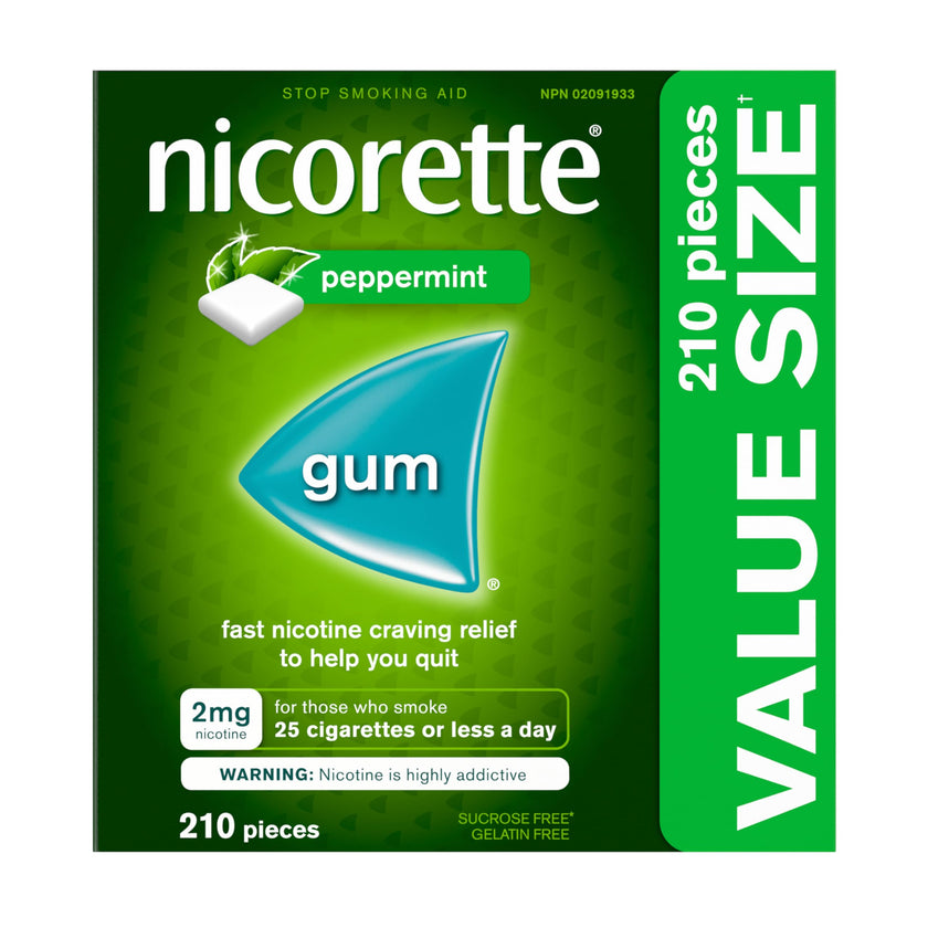 Nicorette Nicotine Gum, Quit Smoking and Smoking Cessation Aid, Ultra Fresh Mint, 2mg, 210 pieces 🍁 All In One Marketplace Canada