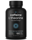 Caffeine Pills with L-Theanine - 180 Energy Pills for Women & Men - Clean & Long-Lasting Focused Energy - Sustained Release 100mg Caffeine + 200mg L Theanine - No Crash Capsules, Vegan Supplement 🍁 All In One Marketplace Canada