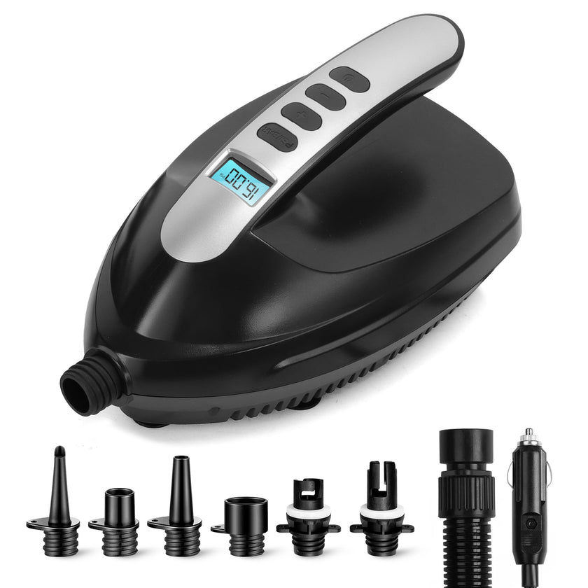 SereneLife Electric SUP Air Pump 16 PSI, Portable Paddle Board Air Compressor with Digital LCD Display, 12V DC Car Connector, Multiple Nozzle Adapters for SUPs, Boats & Inflatables 🍁 All In One Marketplace Canada