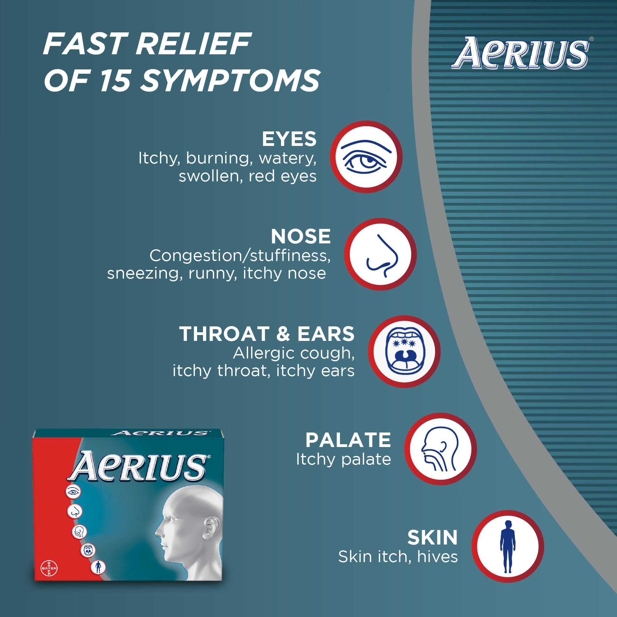 AERIUS Allergy Medicine, Fast Relief, 24-Hour, Non-Drowsy, 15 Symptoms, 24 Tablets 🍁 All In One Marketplace Canada