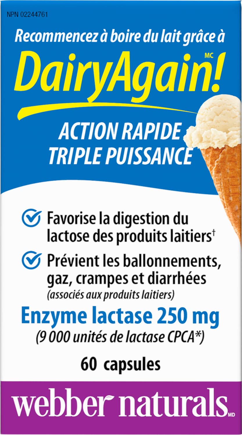 Webber Naturals Dairy Again Lactase Enzyme, 60 Capsules 🍁 All In One Marketplace Canada