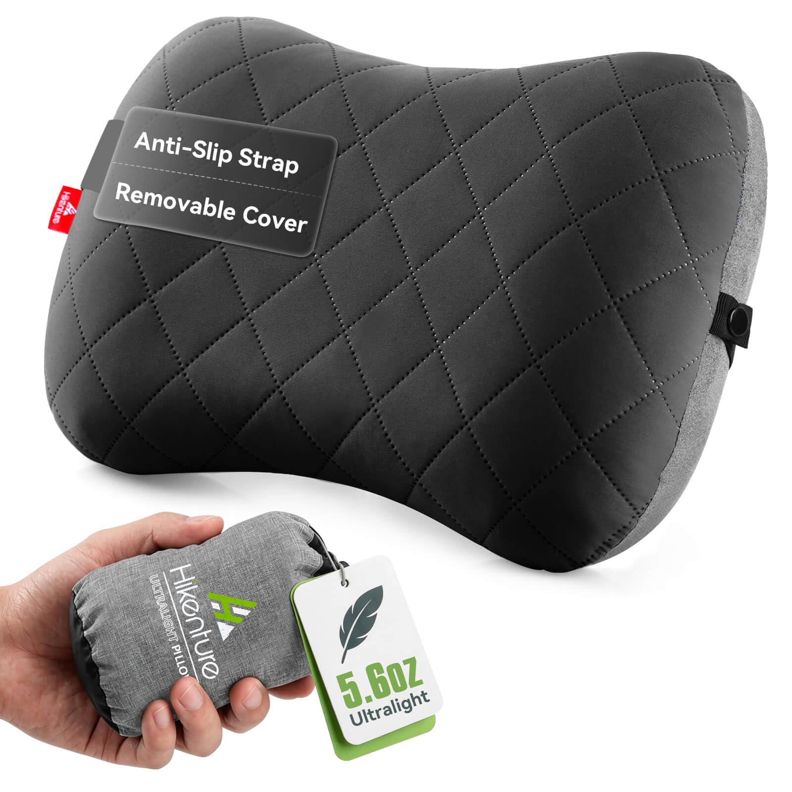 Hikenture Camping Pillow with Removable Cover - Ultralight Inflatable Pillow for Neck Lumber Support - Upgrade Backpacking Pillow - Washable Travel Air Pillows for Camping, Hiking, Backpacking (Black) 🍁 All In One Marketplace Canada