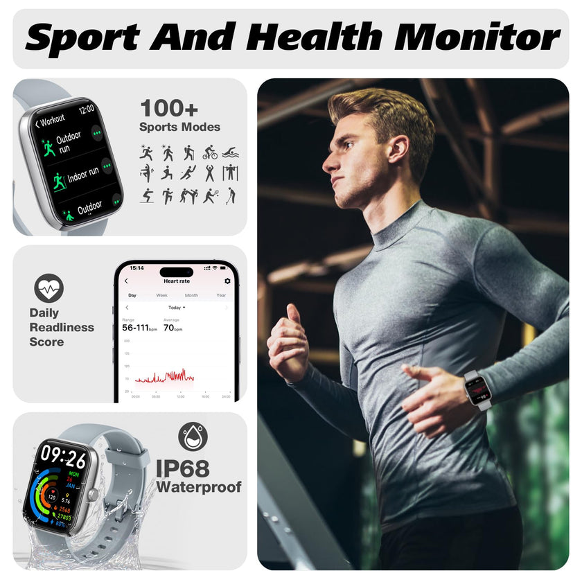 Smart Watch for Men Women with Bluetooth Call, Alexa Built-in, Heart Rate & Sleep Monitor, 1.83