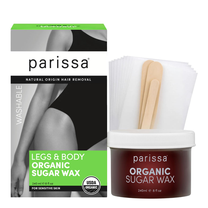 Parissa Organic Sugar Wax Kit for Hair Removal – Microwavable Sugar Wax for Face, Legs & Body, USDA Certified Organic, Water-Washable & Gentle for Sensitive Skin (8 fl oz) 🍁 All In One Marketplace Canada