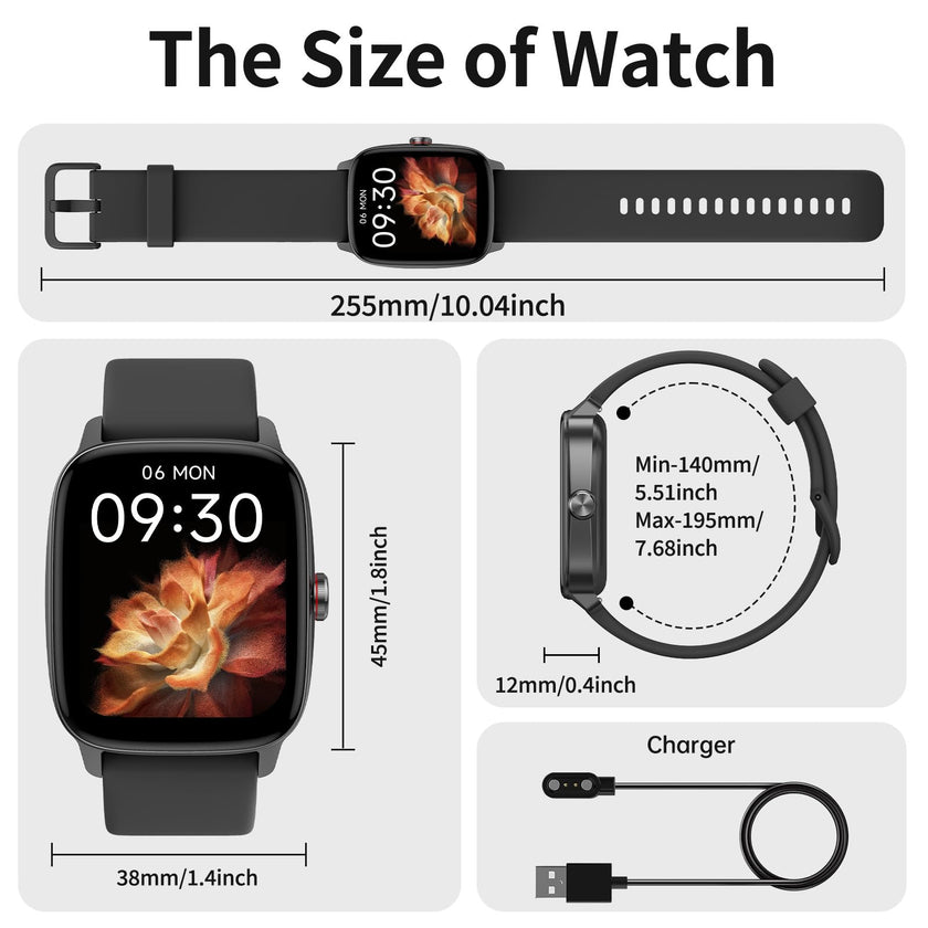 Smart Watch for Men Women, Bluetooth Call Smartwatch with AI Voice, 1.85