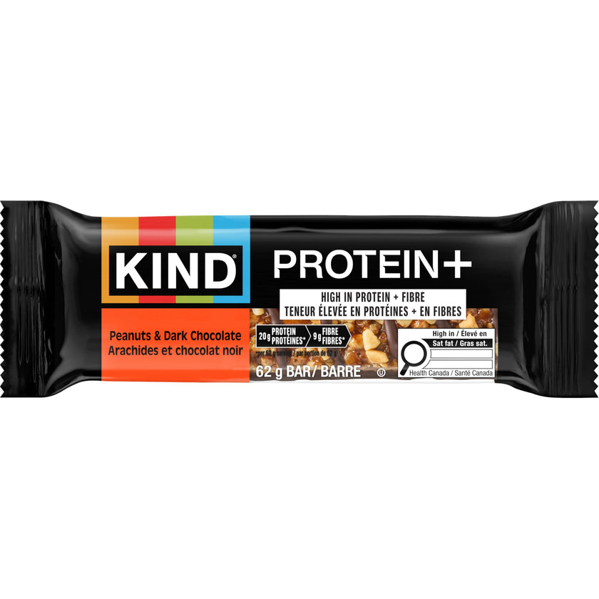 KIND PROTEIN+ Peanuts & Dark Chocolate, 62 g, 12 Count 🍁 All In One Marketplace Canada