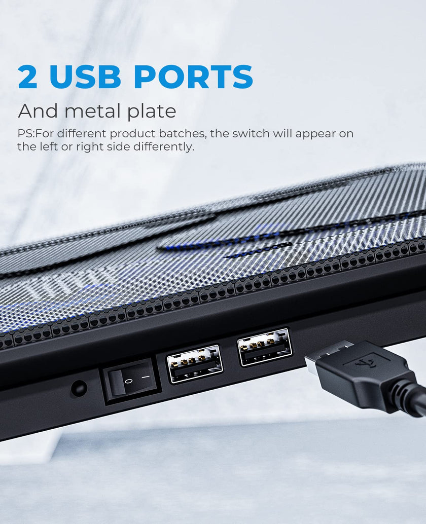 HAVIT HV-F2056 15-17 Inch Laptop Cooler Cooling Pad - Slim Portable USB Powered (3 Fans)(Black+Blue) 🍁 All In One Marketplace Canada