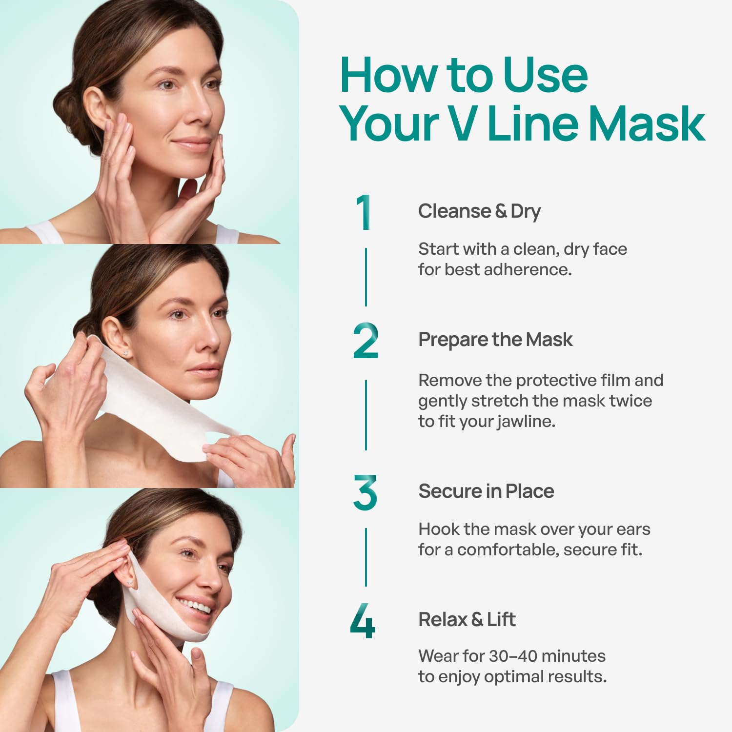 Plantifique V-Line Face Mask with Hyaluronic Acid, 5 Pack Chin Strap for Double Chin, V Line Lifting Masks - V Shape Face Tape, Jawline & Neck Mask for Skin Firming 🍁 All In One Marketplace Canada