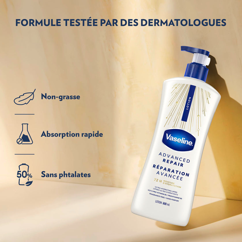 Vaseline Intensive Care Advanced Repair Unscented Body Lotion for Dry Skin with 48H Moisture + Ultra hydrating lipids, 600 ml (3-pack) 🍁 All In One Marketplace Canada
