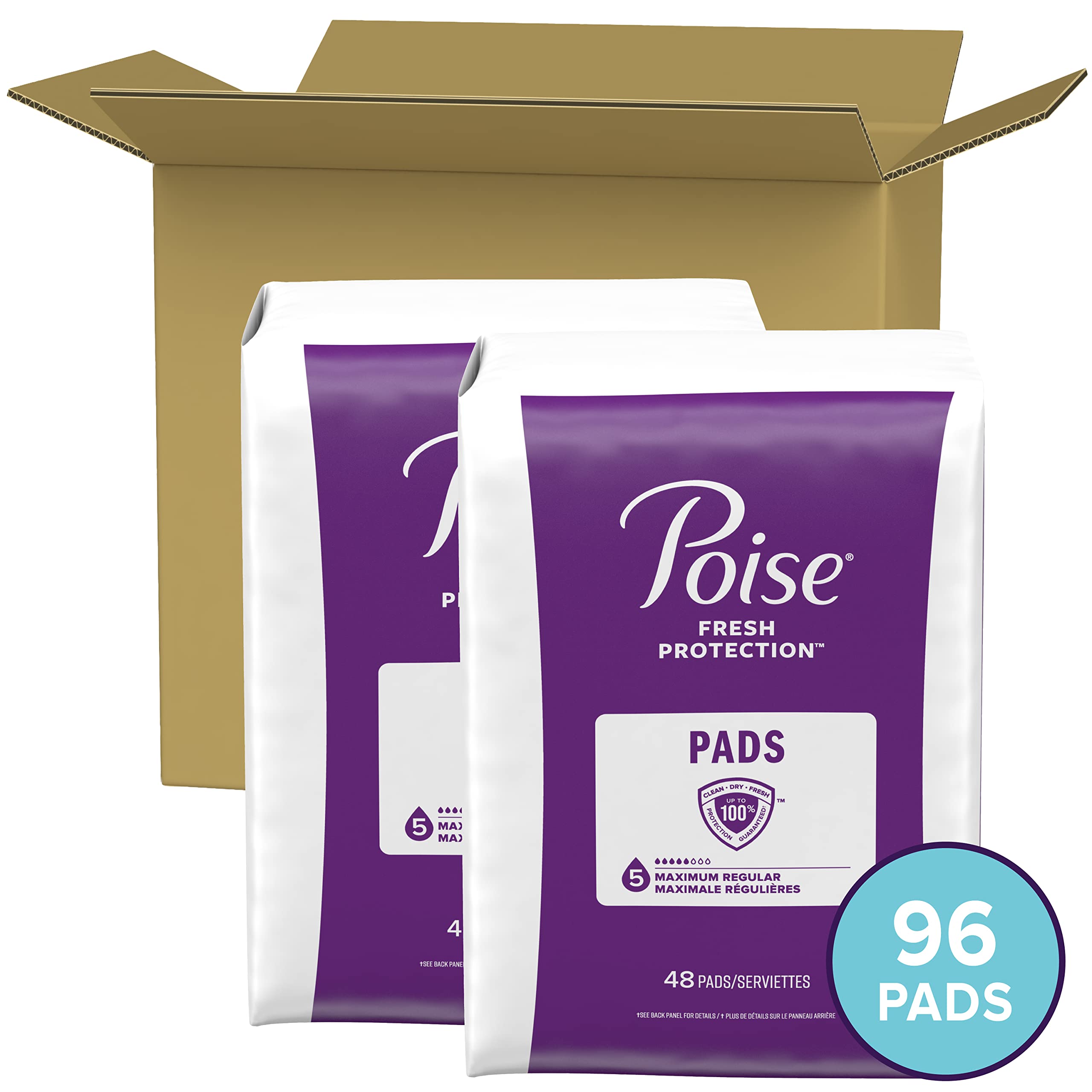 Poise Postpartum Incontinence Pads, Maximum Absorbency, Regular Length, 96 Count (2 packs of 48) 🍁 All In One Marketplace Canada