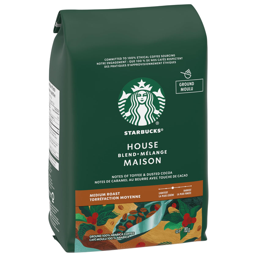 STARBUCKS House Blend Roast Ground Coffee, Medium Roast, Smooth And Balanced, Made With 100 Percent Arabica Beans, For Use With Drip Coffee Makers, Pour-overs, And French Presses, 793 g 🍁 All In One Marketplace Canada