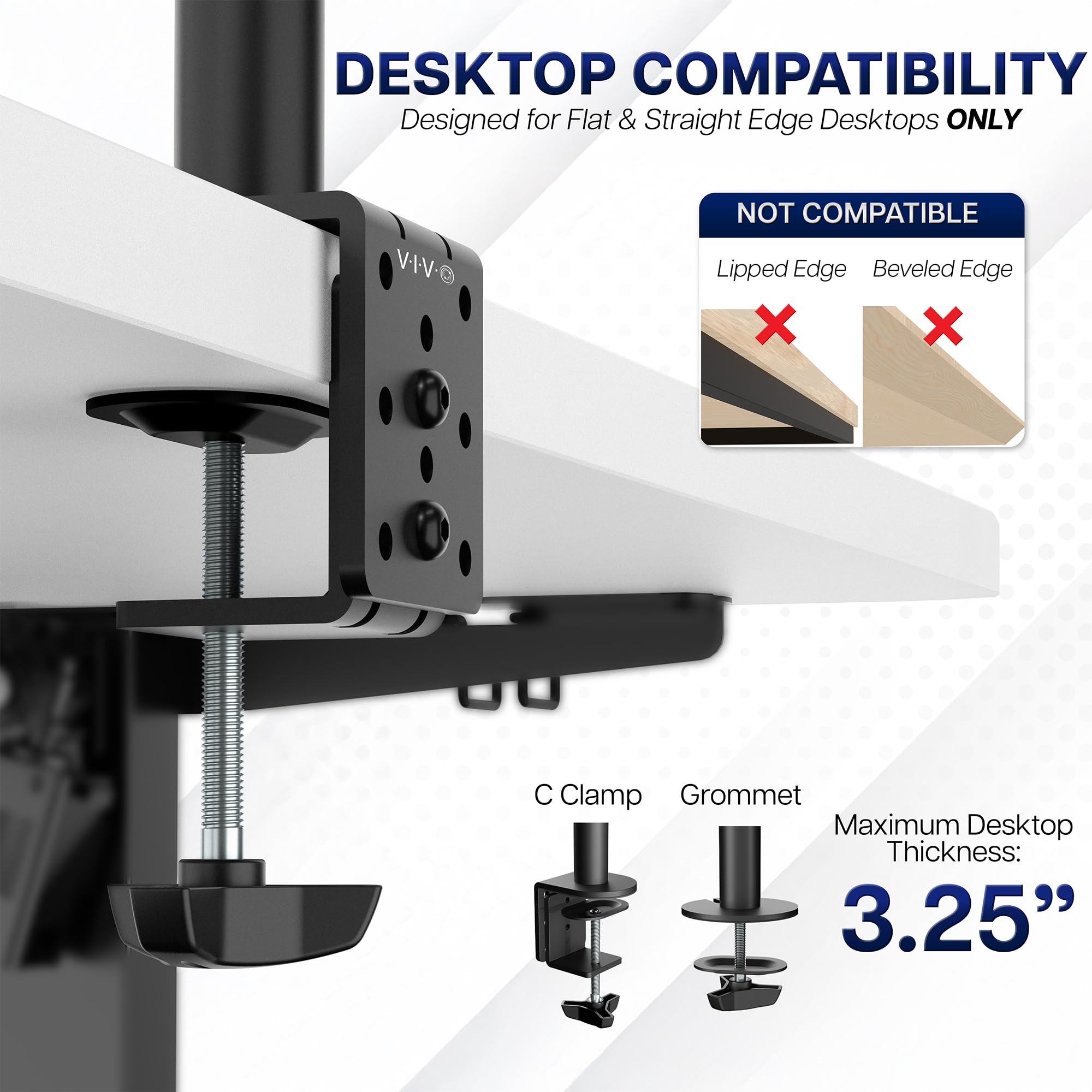 VIVO Dual Monitor Desk Mount, Holds 2 Computer Screens up to 30 inches and 22lbs Each, Heavy Duty Fully Adjustable Steel Stand with C-Clamp and Grommet, Black, STAND-V002 🍁 All In One Marketplace Canada