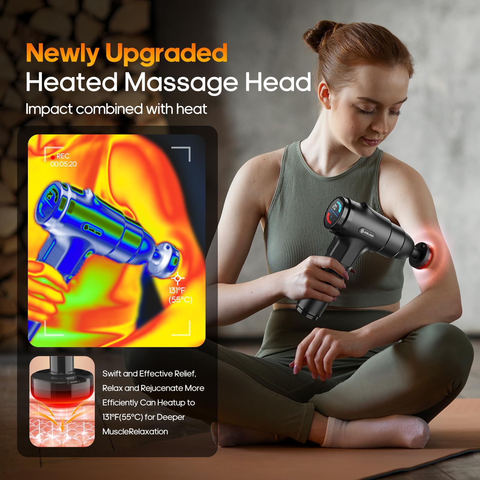 AERLANG Massage Gun with Heat,Percussion Massage Gun, Upgrade Muscle Handheld Deep Tissue Massager - Adjustable Heads for Muscle Groups 20 Speed Option,Mothers Day Gift for Mom Dad Men Women 🍁 All In One Marketplace Canada