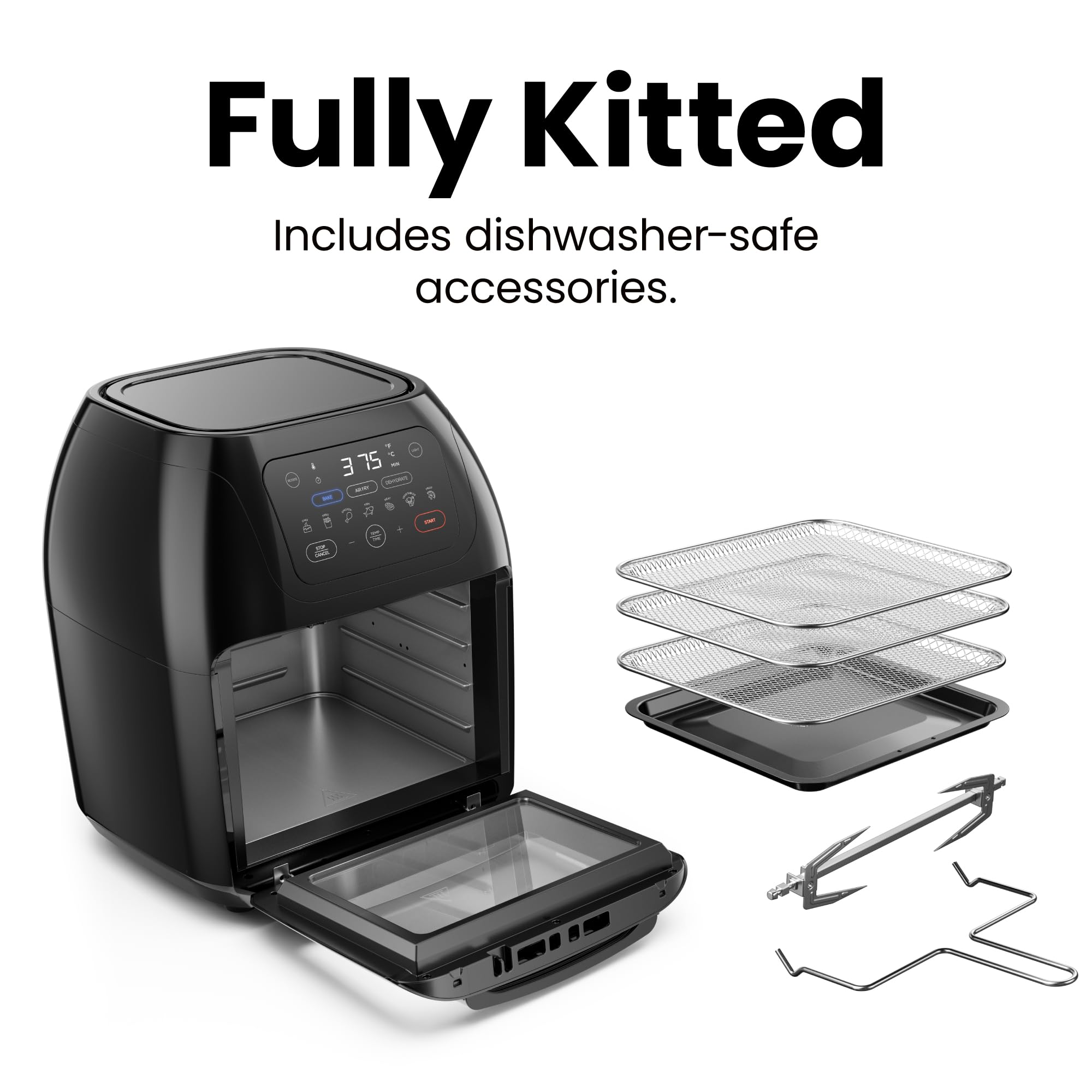 CHEFMAN Multifunctional Digital AirFryer+ Rotisserie,Dehydrator, Convection Oven17 Touch Screen Presets Fry,Roast,Dehydrate, Bake, XL 10L Family Size,Auto Shutoff,Large Easy-View Window Black,10 Quart 🍁 All In One Marketplace Canada