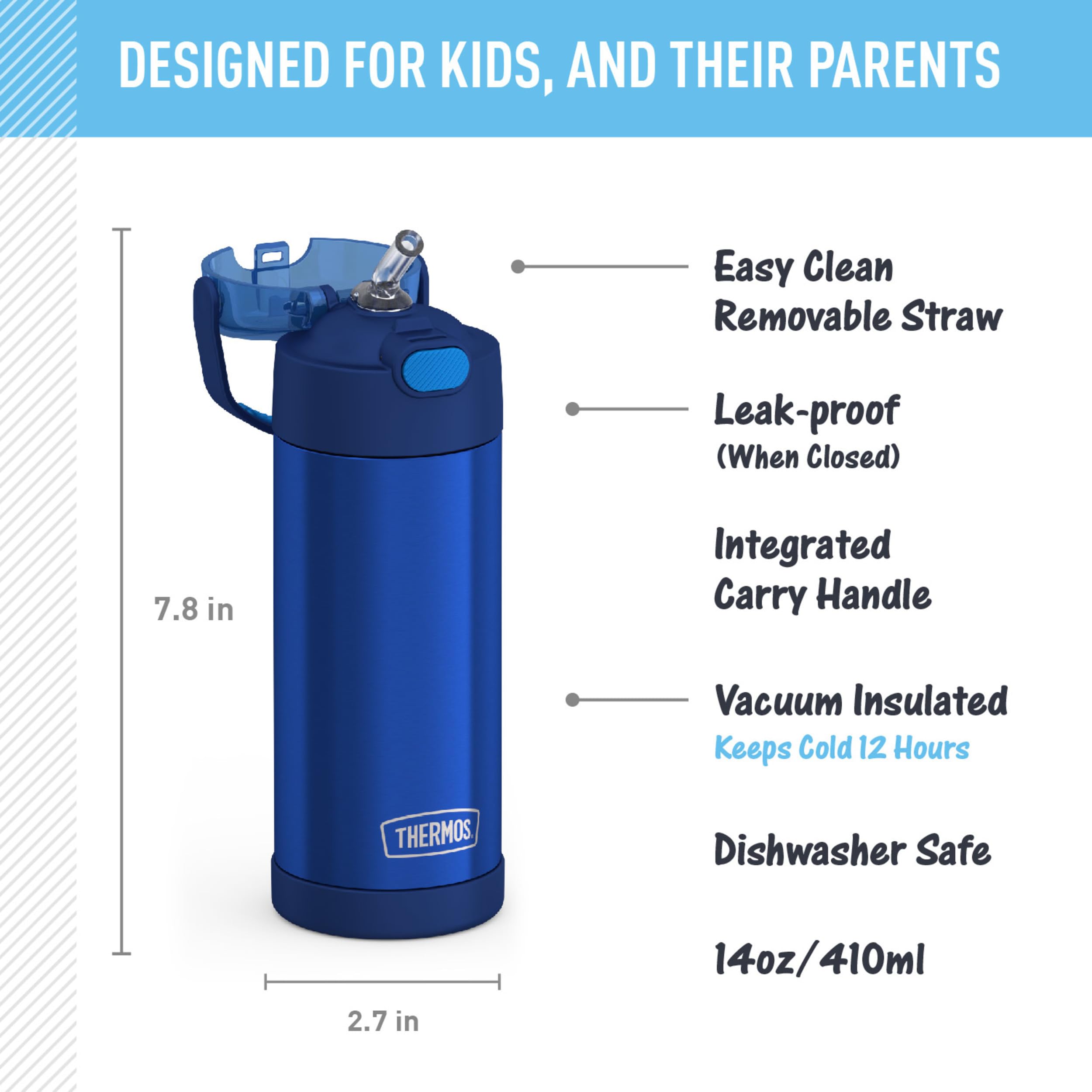 THERMOS FUNTAINER Water Bottle with Straw, 14oz, Navy 🍁 All In One Marketplace Canada