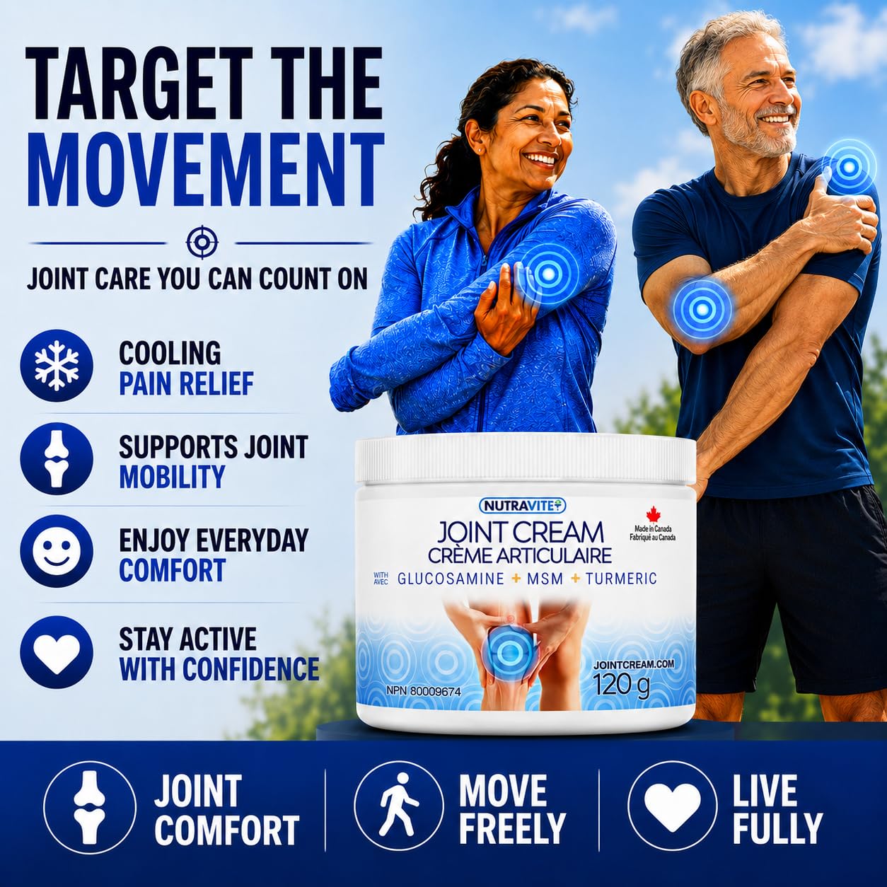 Cooling Arthritis Pain Relief Cream – Non-Greasy & Fast Absorbing Joint Cream with Glucosamine, MSM, Turmeric, Camphor & Menthol. For Joints, Muscles, Hands, Knees, Neck & Back. Made in Canada. 🍁 All In One Marketplace Canada