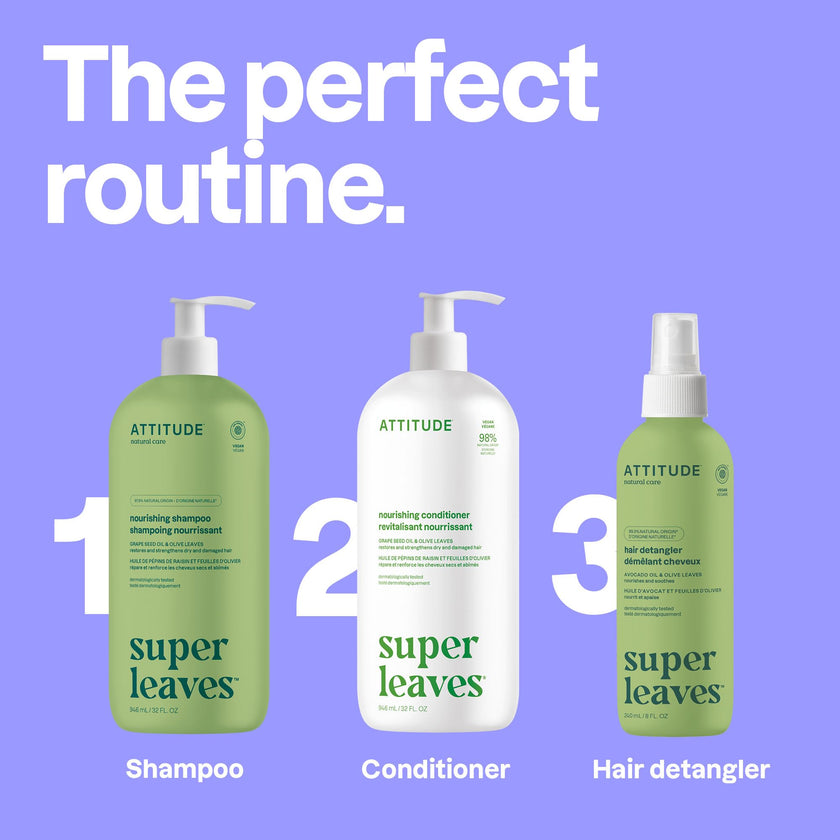 ATTITUDE Nourishing Hair Shampoo, Made in Canada, EWG Verified, For Dry and Damaged Hair, Naturally Derived Ingredients, Vegan and Plant Based, Grapeseed Oil and Olive Leaves, 946 mL 🍁 All In One Marketplace Canada