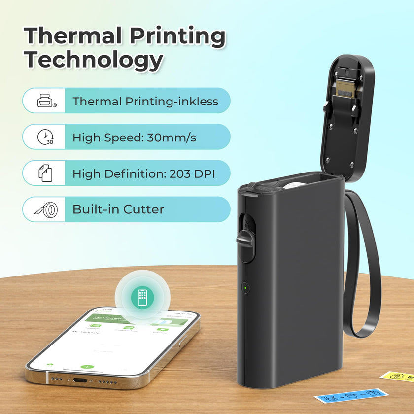 Label Maker Machine with Tape, P21 Portable Bluetooth Label Printer, Wireless Built-in Cutter Sticker Maker Mini Label Makers with Multiple Templates for Organizing Storage Office Home, Black 🍁 All In One Marketplace Canada