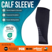 Calf Compression Sleeves for Men and Women - (1 Pair) Footless Compression Socks Support for Varicose Vein, Nursing, Pregnancy, Running - PhysFlex Leg Sleeve Brace for Shin Splints, Pain Relief and Reduces Swelling (Black, Medium)