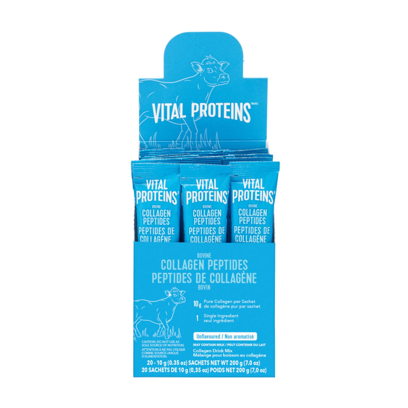 VITAL PROTEINS Bovine Collagen Peptides Powder, Single-serve Stick Packs, Unflavoured, Odourless, Gluten-free, No Added Sugar, Paleo-friendly, Non-GMO, No Artificial Flavours Or Colours, 200 g 🍁 All In One Marketplace Canada