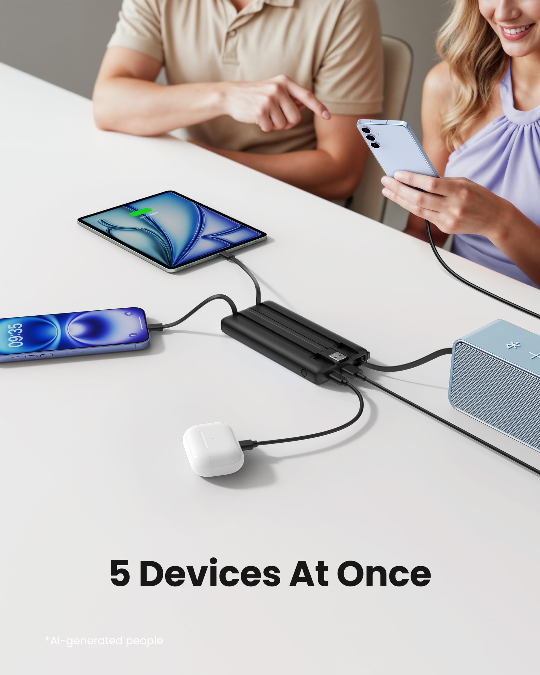 Coowisty Slim Power Bank 10000mAh, Portable Charger Built in 4 Cables 🍁 All In One Marketplace Canada
