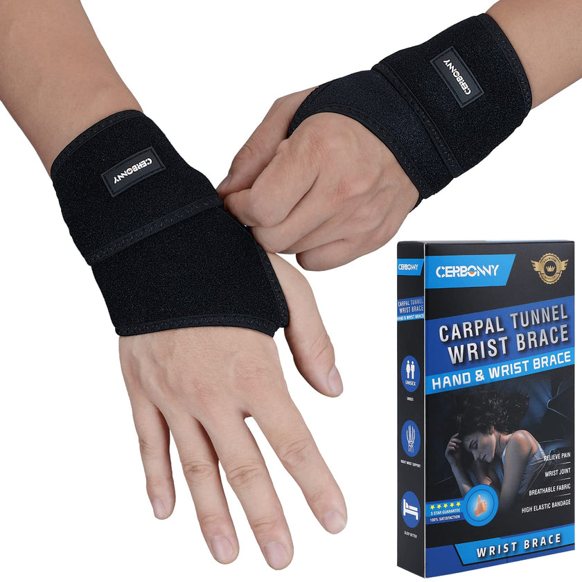CERBONNY Carpal Tunnel Wrist Brace,2Pack Wrist Support Brace Adjustable Wrist Strap Reversible Wrist Brace for Sports Protecting/Tendonitis Pain Relief/Carpal Tunnel/Arthritis-Right&Left 🍁 All In One Marketplace Canada