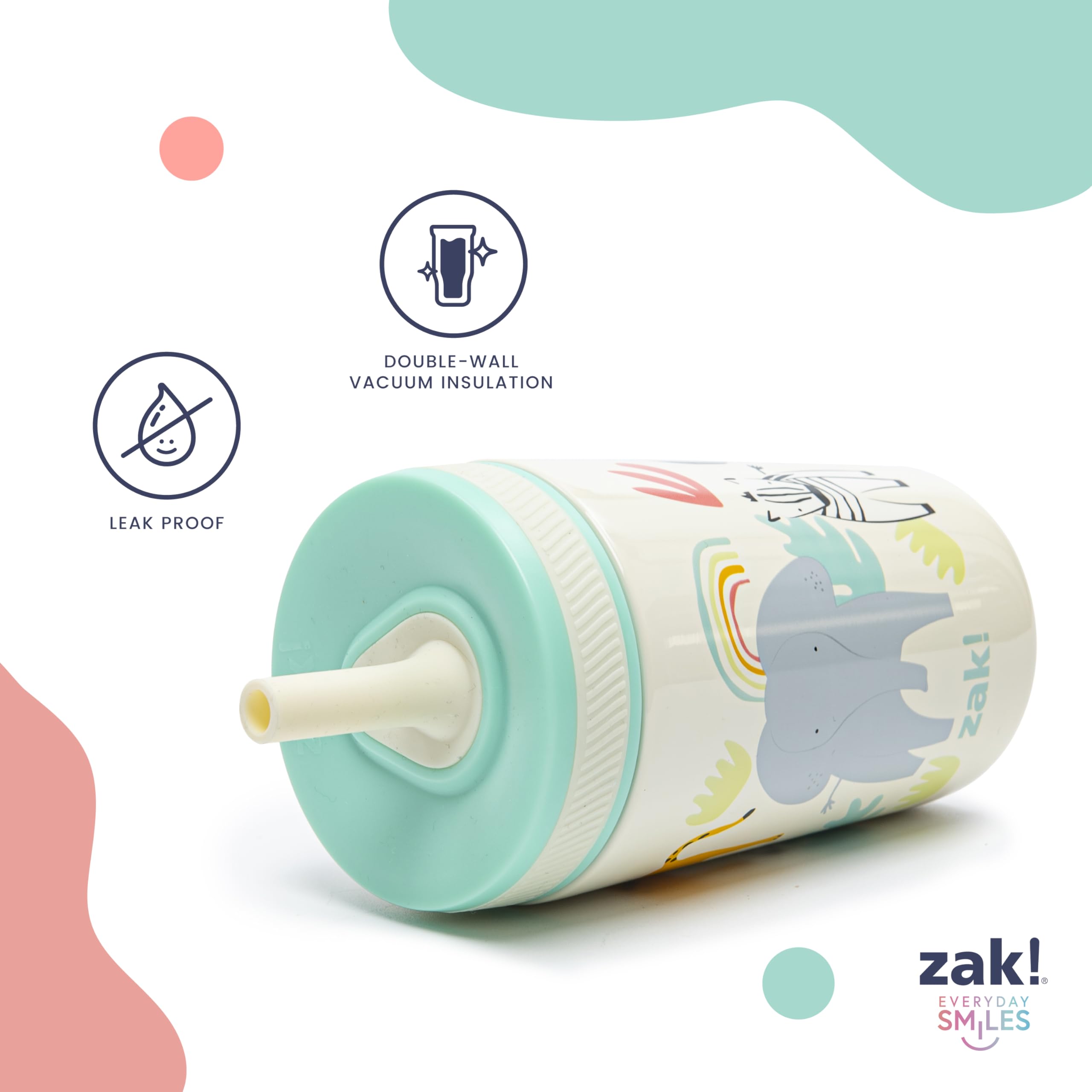 Zak Designs Happy Fruit Kelso 12oz Stainless Steel Leak-Proof Toddler Cup 🍁 All In One Marketplace Canada