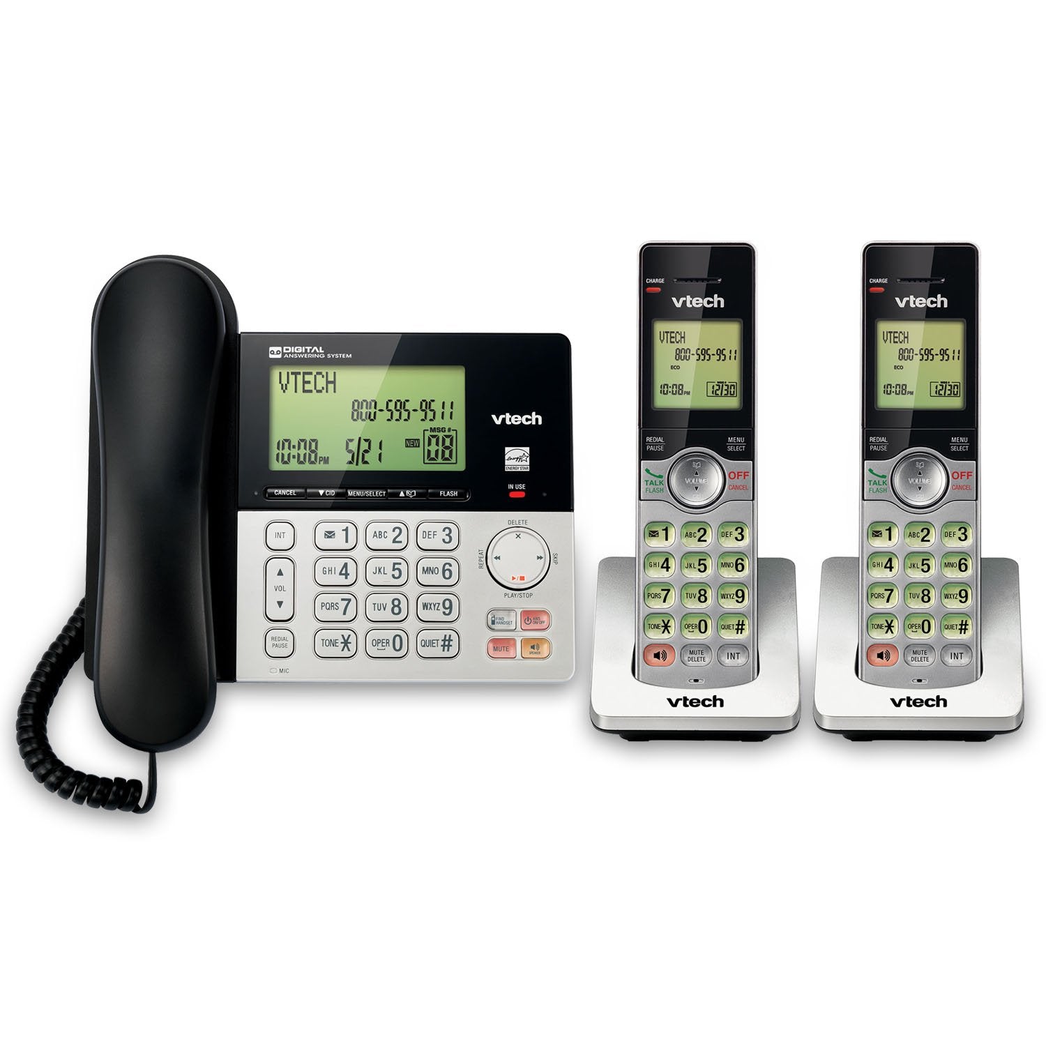 VTech CS6949-2 DECT 6.0 Corded/2-Cordless Telephone System, Black/Silver 🍁 All In One Marketplace Canada