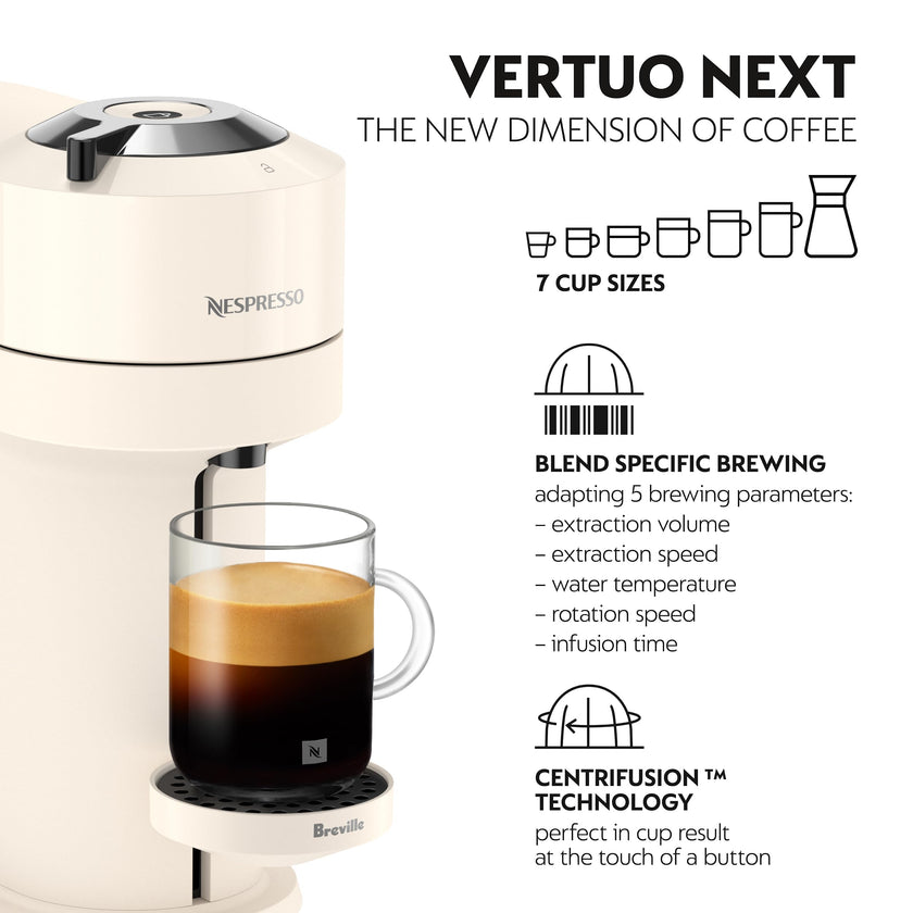 Nespresso Vertuo Next Single Serve Coffee and Espresso Machine by Breville, White and Chrome 🍁 All In One Marketplace Canada