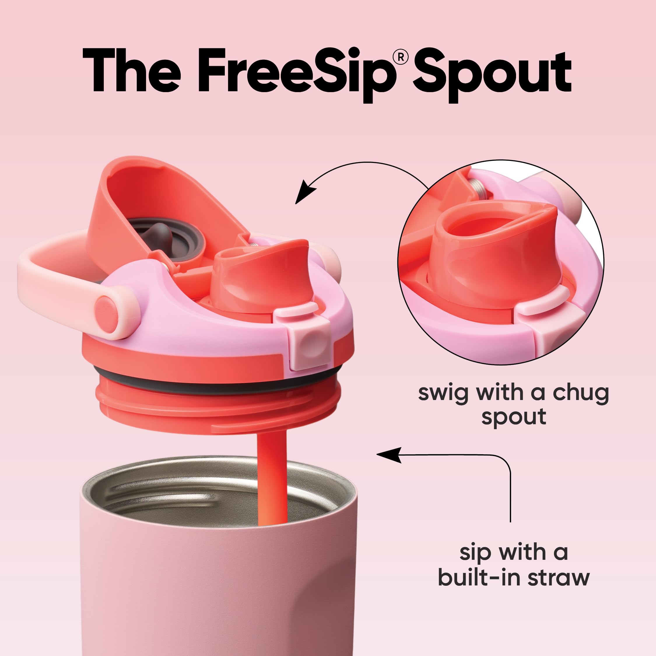 Owala FreeSip Sway Insulated Stainless Steel Water Bottle with Two-Way Spout, Built-In Straw and Bucket Handle, Made for Travel, School, and Sports, 30oz, BPA Free, Leak Proof, Angel Food Cake 🍁 All In One Marketplace Canada