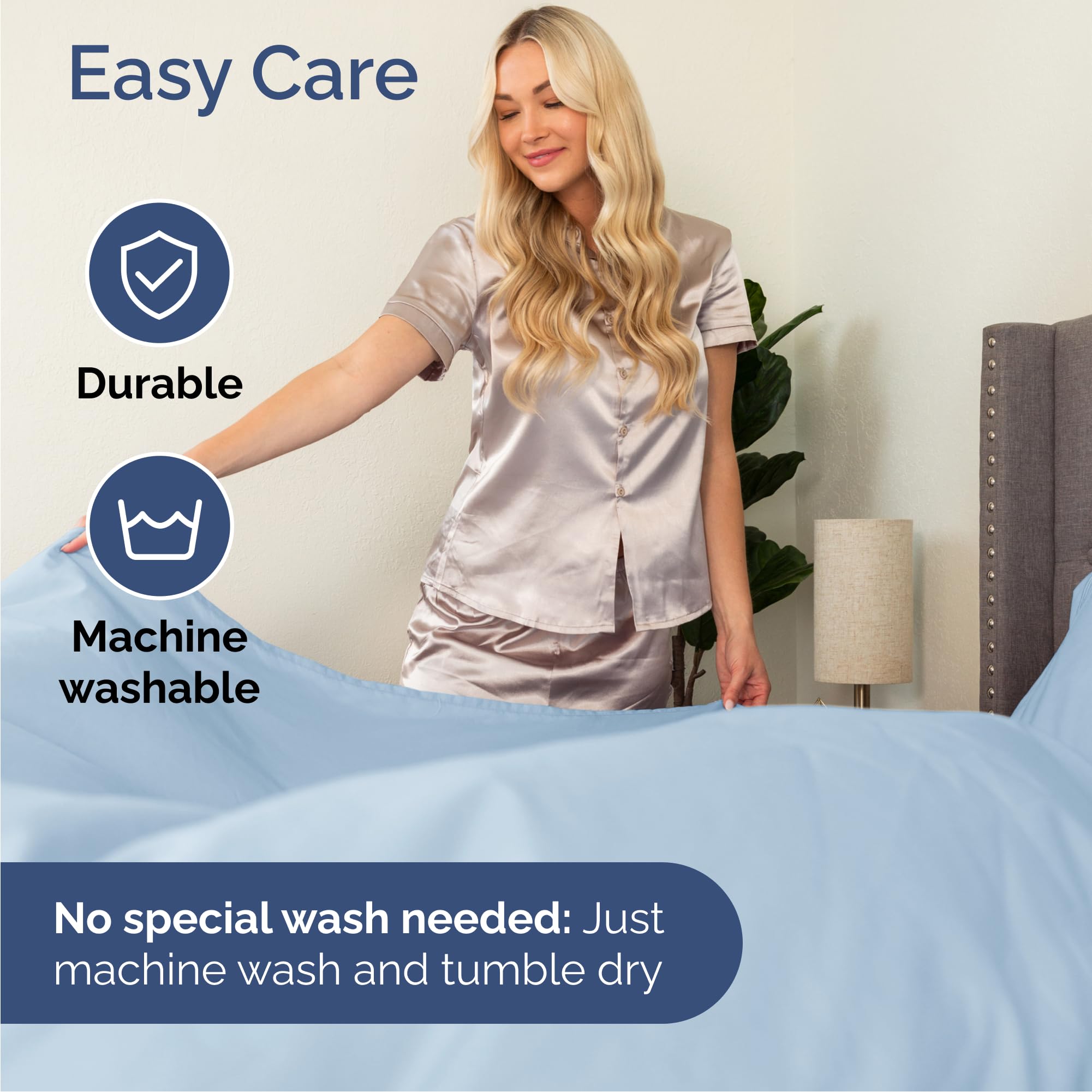 Queen Size 4 Piece Sheet Set - Comfy Breathable & Cooling Sheets - Hotel Luxury Bed Sheets for Women & Men - Deep Pockets, Easy-Fit, Extra Soft & Wrinkle Free Sheets - Sky Blue Oeko-Tex Bed Sheet Set 🍁 All In One Marketplace Canada