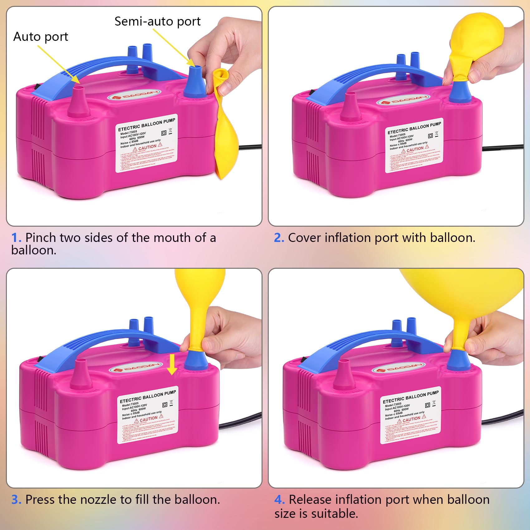 IDAODAN Electric Balloon Pump, Portable Electric Balloon Blower Machine Inflator Air Pump Dual Nozzle110V 600W for Party Decorations 🍁 All In One Marketplace Canada