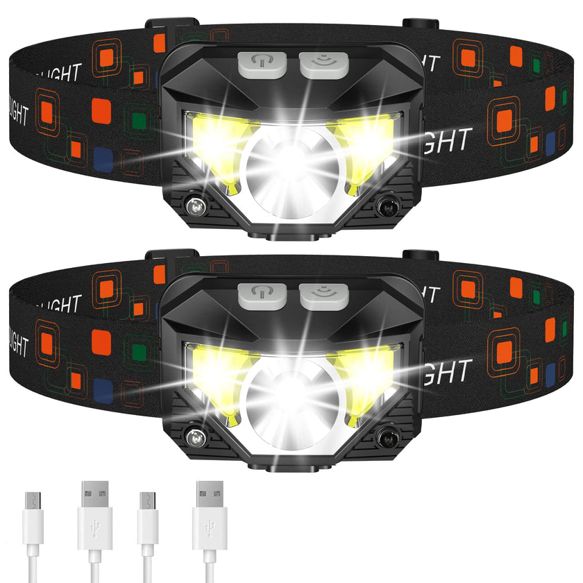 LHKNL Headlamp Flashlight, 1200 Lumen Ultra-Light Bright LED Rechargeable Headlight with White Red Light,2-Pack Waterproof Motion Sensor Head Lamp,8 Mode for Outdoor Camping Running Hiking Fishing 🍁 All In One Marketplace Canada